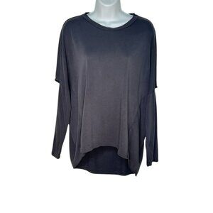 AllSaints Wave Top Charcoal Gray Drop Shoulder Draped Cut Out Casual Shirt Med